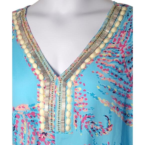 Lilly Pulitzer Wilda Beaded Caftan Dress – Bright Blue – Size M - Picture 3 of 3